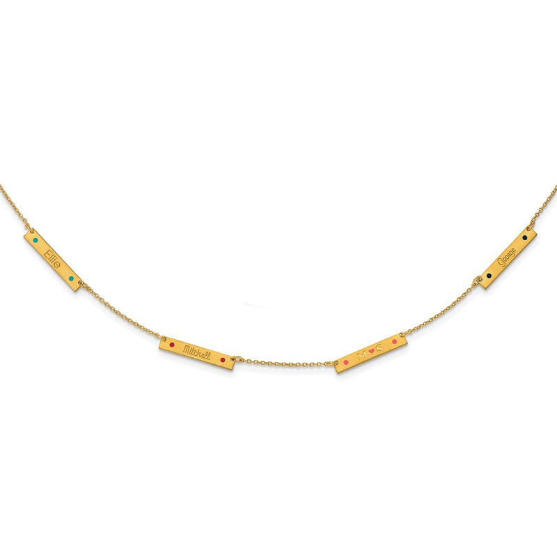 Gold Plated Brushed 4 Station Epoxy Dots Necklace