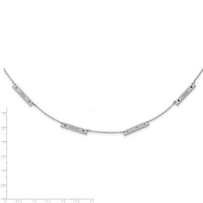 Sterling Silver Rhodium Plated Brushed 4 Station Epoxy Dots Necklace