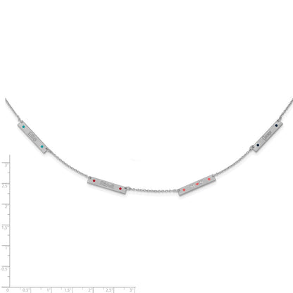 Sterling Silver Rhodium Plated Brushed 4 Station Epoxy Dots Necklace