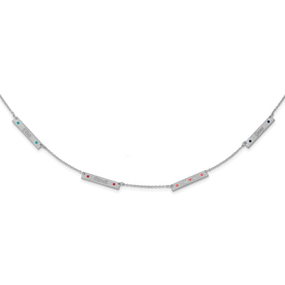 Sterling Silver Rhodium Plated Brushed 4 Station Epoxy Dots Necklace