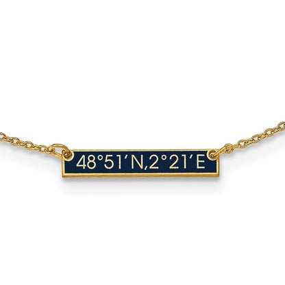 14K Yellow Gold Brushed 1 Station Epoxy Necklace