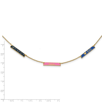 Gold Plated Sterling Silver/Gold Brushed 3 Station Epoxy Necklace