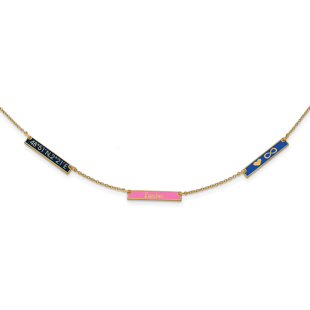 Gold Plated Sterling Silver/Gold Brushed 3 Station Epoxy Necklace