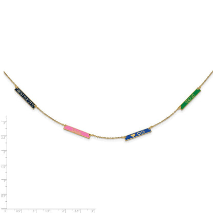 Gold Plated Sterling Silver/Gold Brushed 4 Station Epoxy Necklace