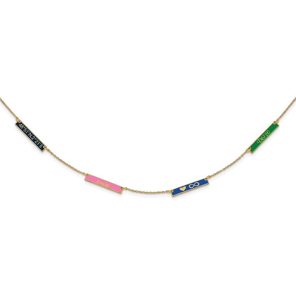 Gold Plated Sterling Silver/Gold Brushed 4 Station Epoxy Necklace