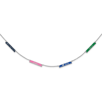 14K White Gold Brushed 4 Station Epoxy Necklace