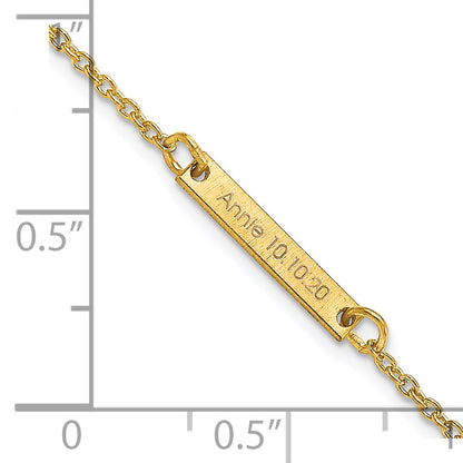 14K Yellow Gold Brushed 1 Station Bracelet