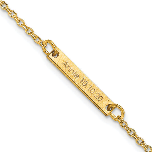 14K Yellow Gold Brushed 1 Station Bracelet