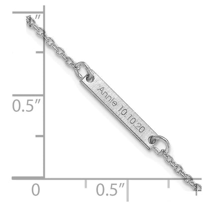 14K White Gold Brushed 1 Station Bracelet