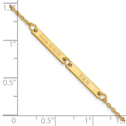 14K Yellow Gold Brushed 2 Station Bracelet