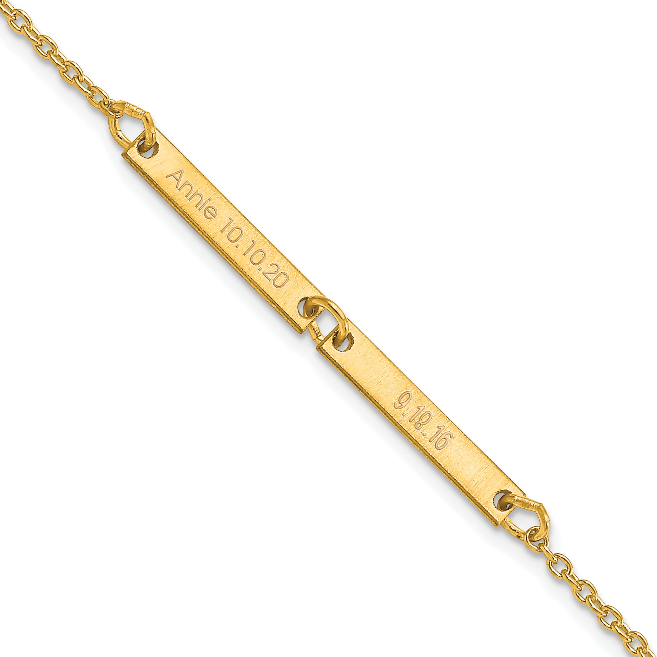 14K Yellow Gold Brushed 2 Station Bracelet