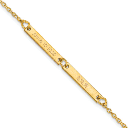 14K Yellow Gold Brushed 2 Station Bracelet