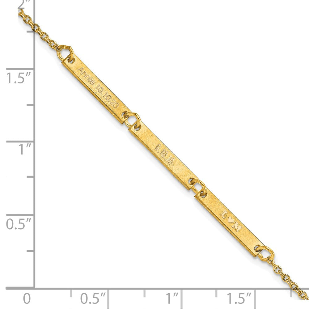 Gold Plated Sterling Silver/Gold Brushed 3 Station Bracelet
