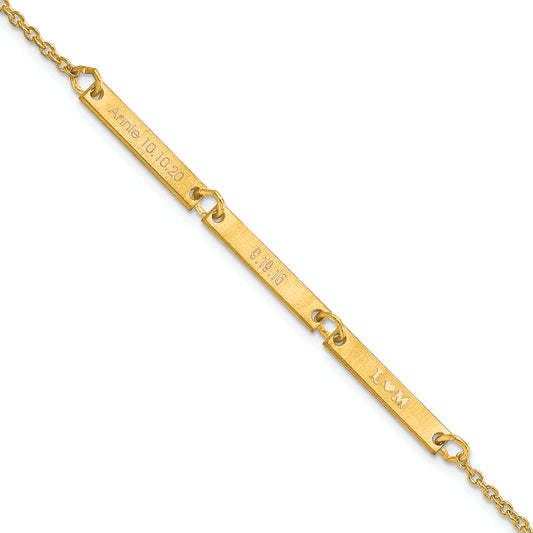 Gold Plated Sterling Silver/Gold Brushed 3 Station Bracelet