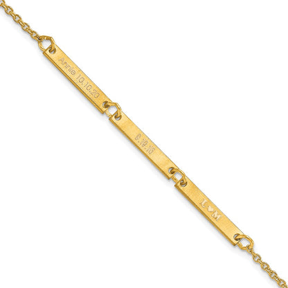 Gold Plated Sterling Silver/Gold Brushed 3 Station Bracelet