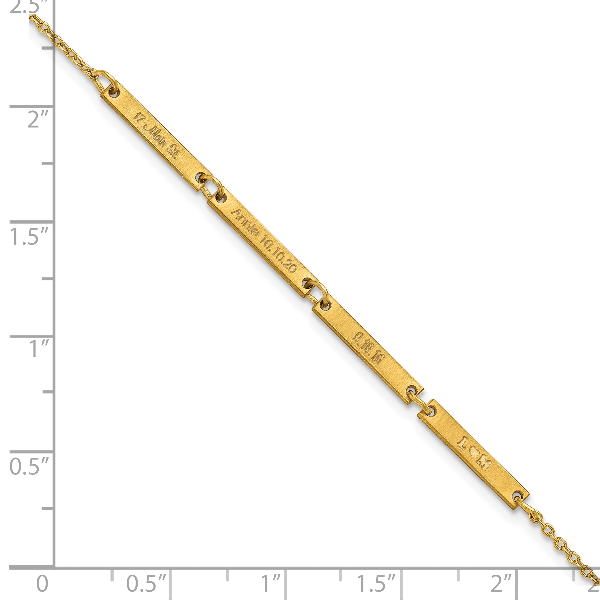 14K Yellow Gold Brushed 4 Station Bracelet