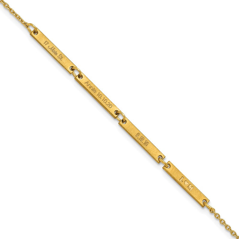 Gold Plated Sterling Silver/Gold Brushed 4 Station Bracelet