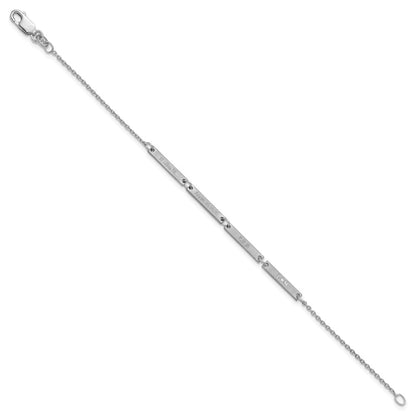 14K White Gold Brushed 4 Station Bracelet