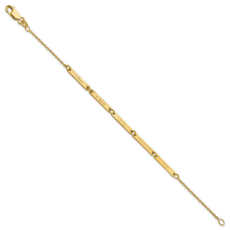 14K Yellow Gold Brushed 4 Station Bracelet