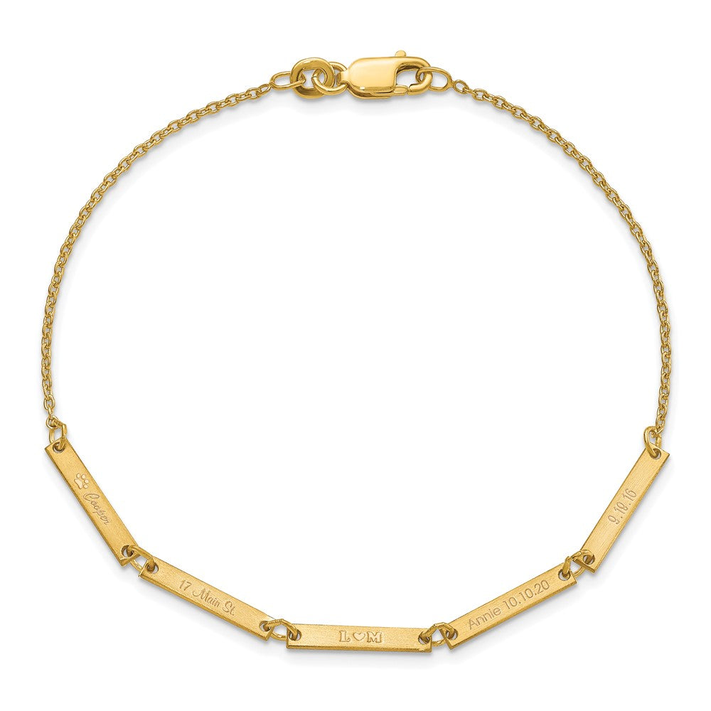 Gold Plated Sterling Silver/Gold Brushed 4 Station Bracelet