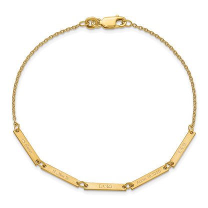 Gold Plated Sterling Silver/Gold Brushed 4 Station Bracelet