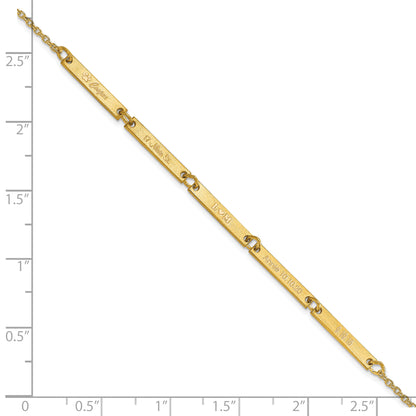 14K Yellow Gold Brushed 4 Station Bracelet