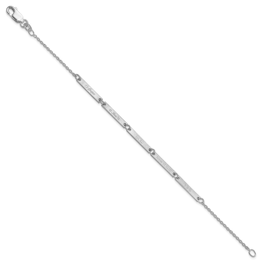 Sterling Silver Silver/Rhodium Plated Brushed 5 Station Bracelet