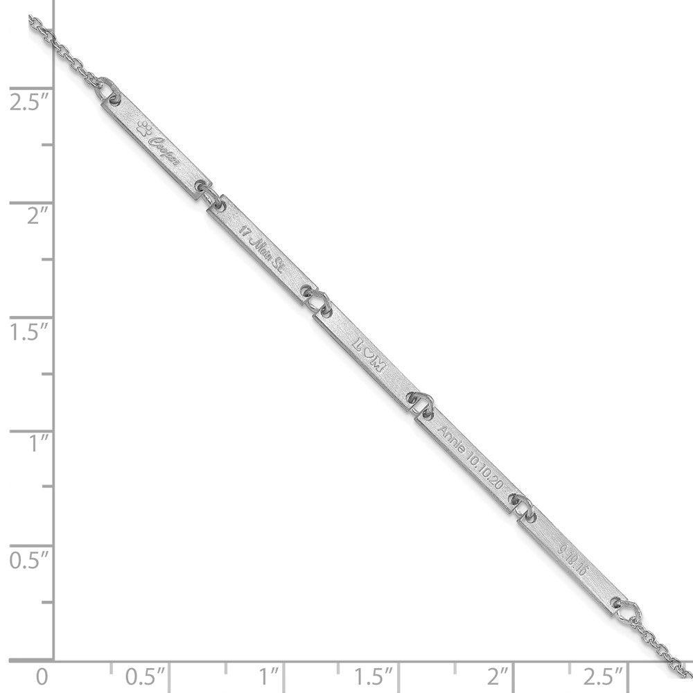 Sterling Silver Silver/Rhodium Plated Brushed 5 Station Bracelet