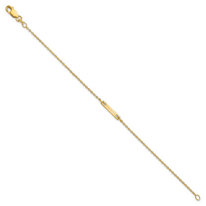 14K Yellow Gold Brushed 1 Station Diamonds Bracelet