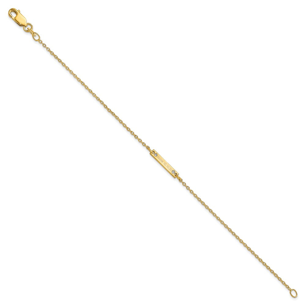 14K Yellow Gold Brushed 1 Station Diamonds Bracelet
