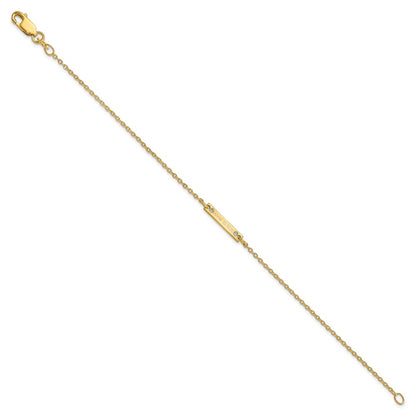 14K Yellow Gold Brushed 1 Station Diamonds Bracelet