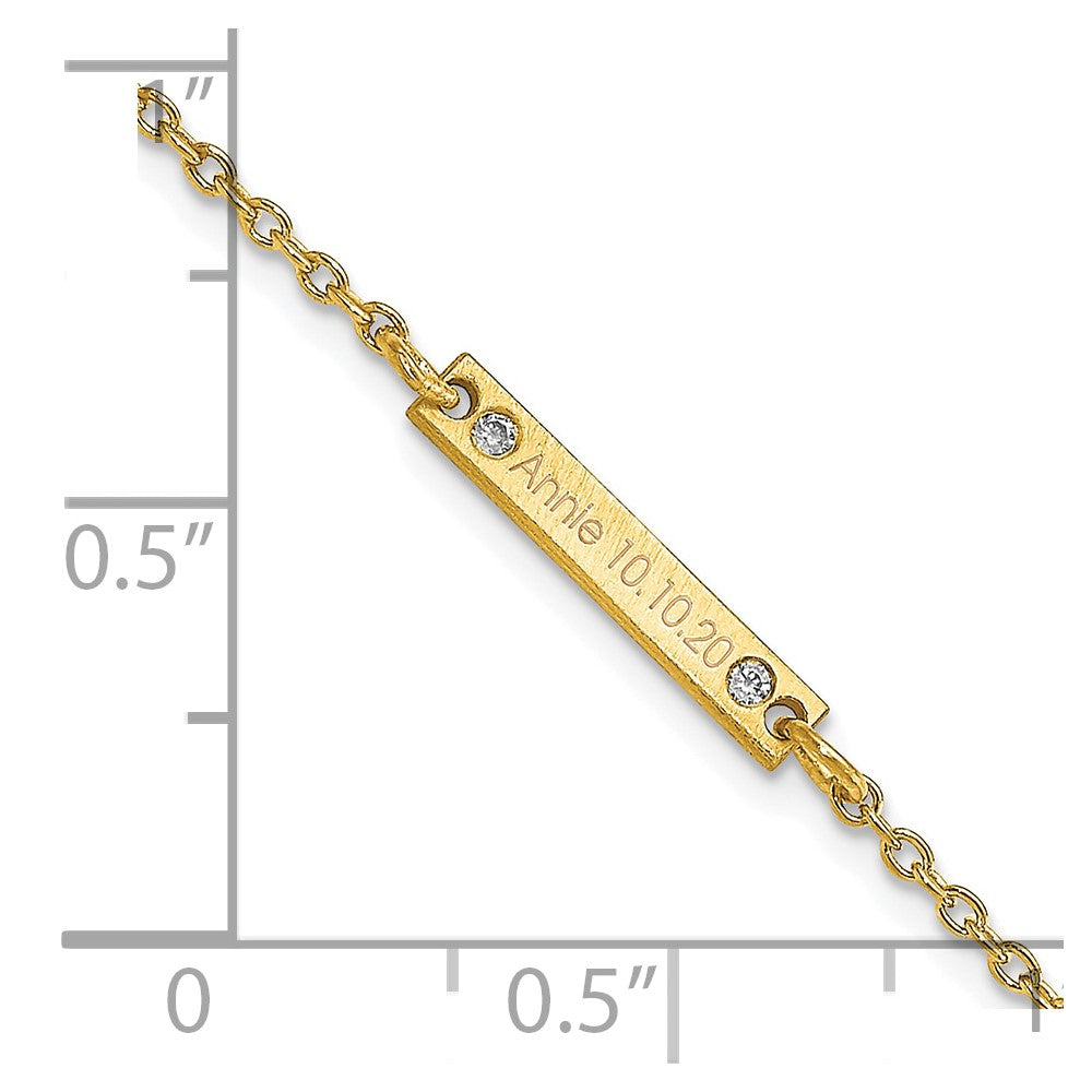 14K Yellow Gold Brushed 1 Station Diamonds Bracelet