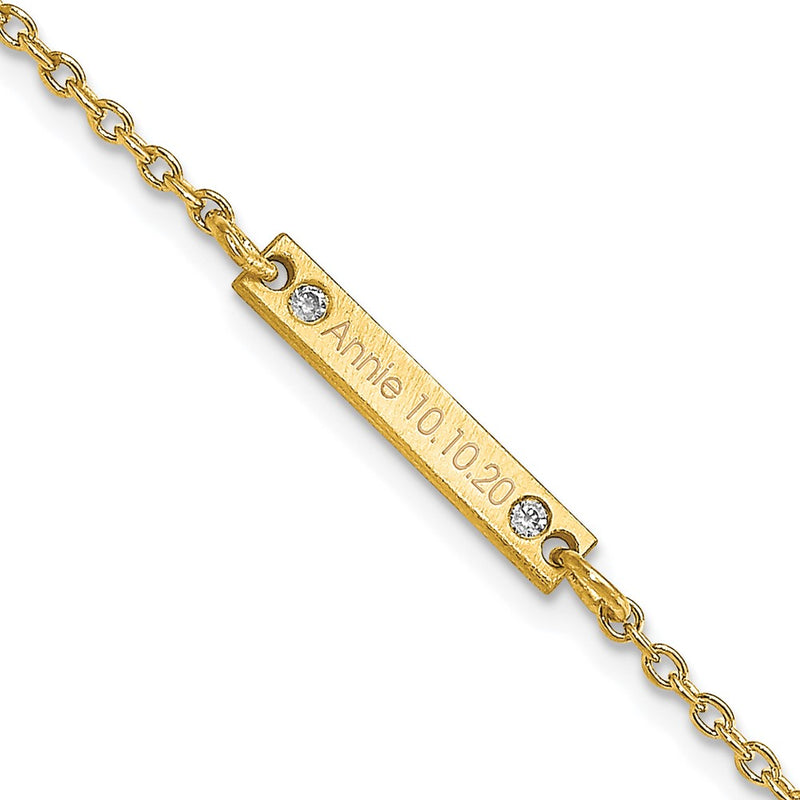 Gold Plated Brushed 1 Station Diamonds Bracelet