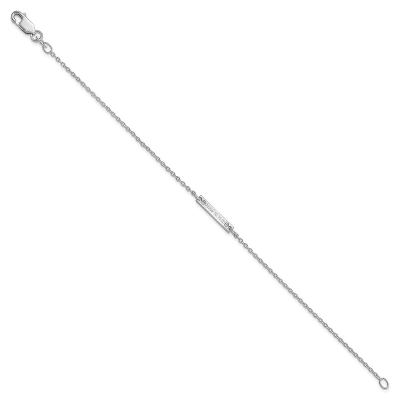 14K White Gold Brushed 1 Station Diamonds Bracelet