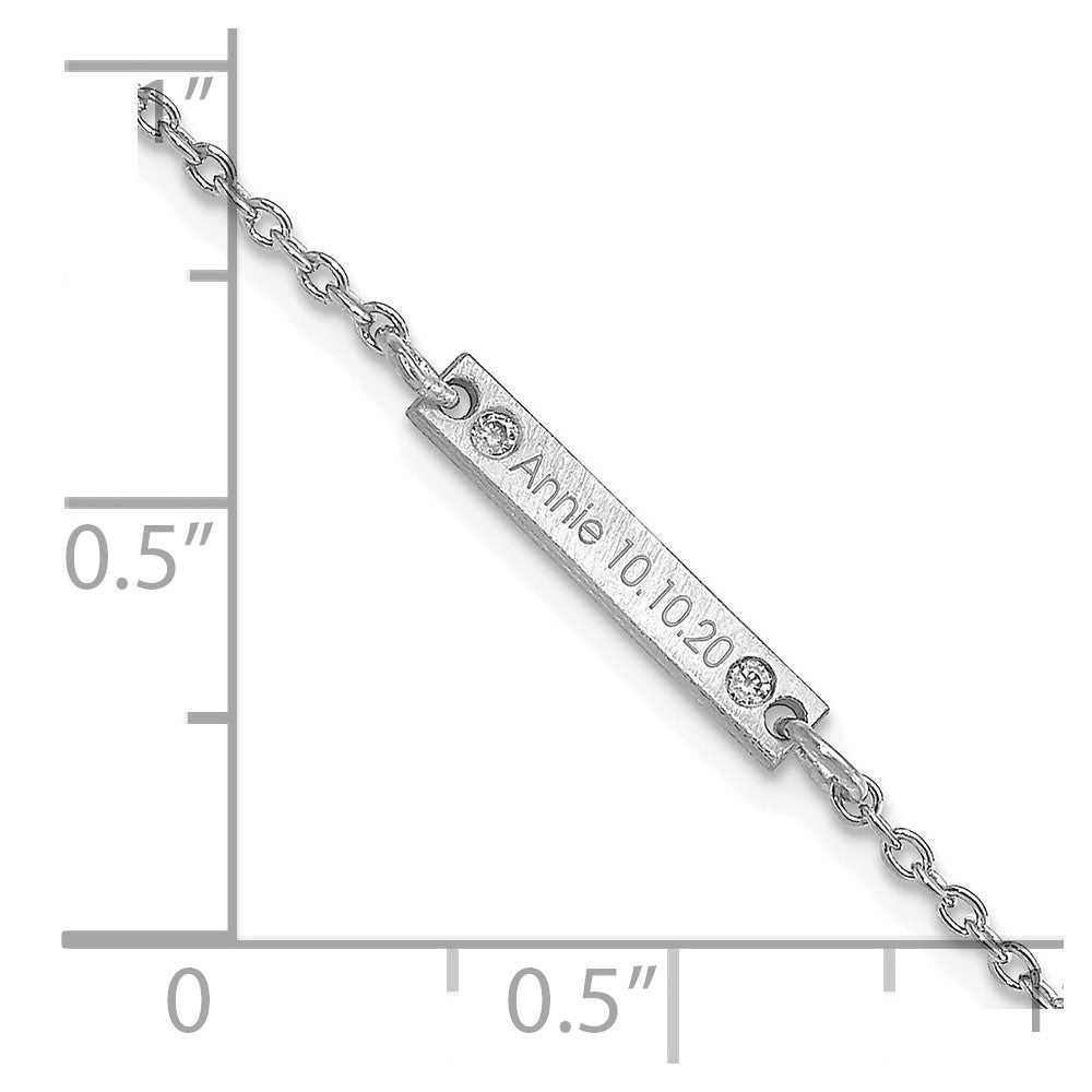 Sterling Silver Rhodium Plated Brushed 1 Station Diamonds Bracelet