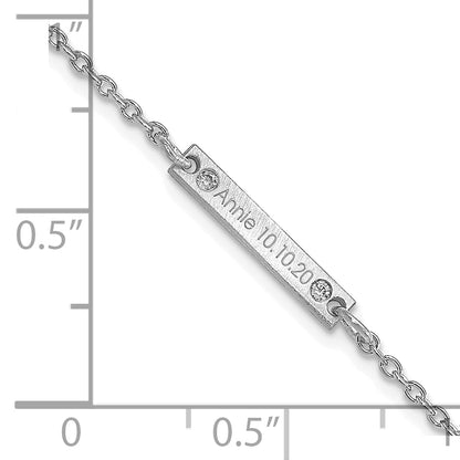 14K White Gold Brushed 1 Station Diamonds Bracelet