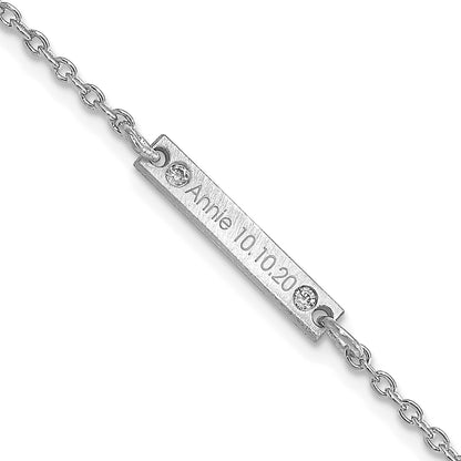 14K White Gold Brushed 1 Station Diamonds Bracelet