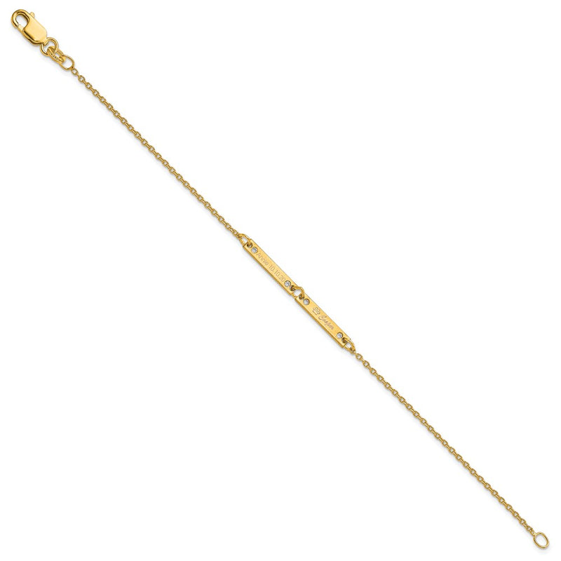 Gold Plated Brushed 2 Station Diamonds Bracelet