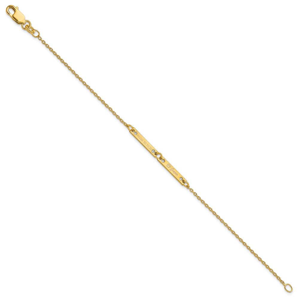14K Yellow Gold Brushed 2 Station Diamonds Bracelet