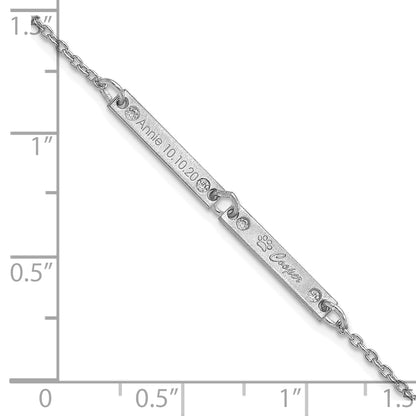 14K White Gold Brushed 2 Station Diamonds Bracelet