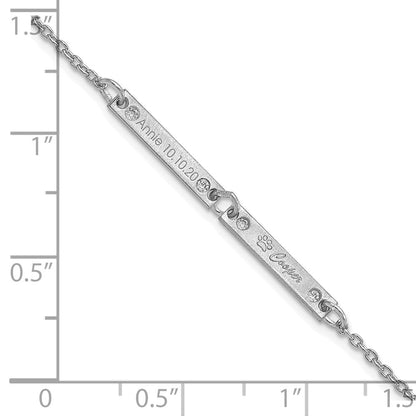 14K White Gold Brushed 2 Station Diamonds Bracelet