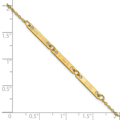 14K Yellow Gold Brushed 3 Station Diamonds Bracelet