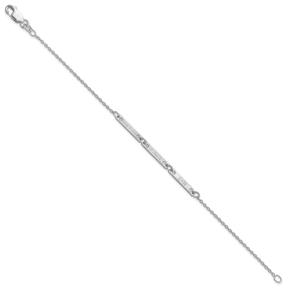 14K White Gold Brushed 3 Station Diamonds Bracelet