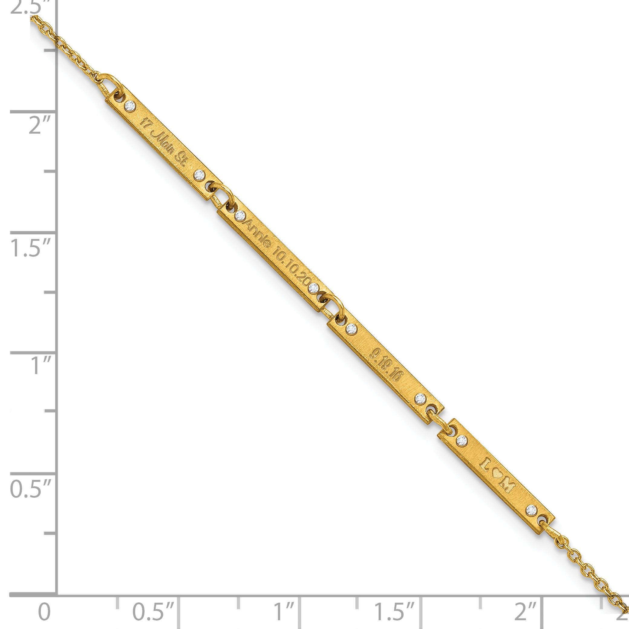 Gold Plated Brushed 4 Station Diamonds Bracelet