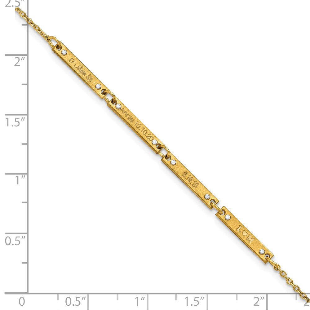 Gold Plated Brushed 4 Station Diamonds Bracelet