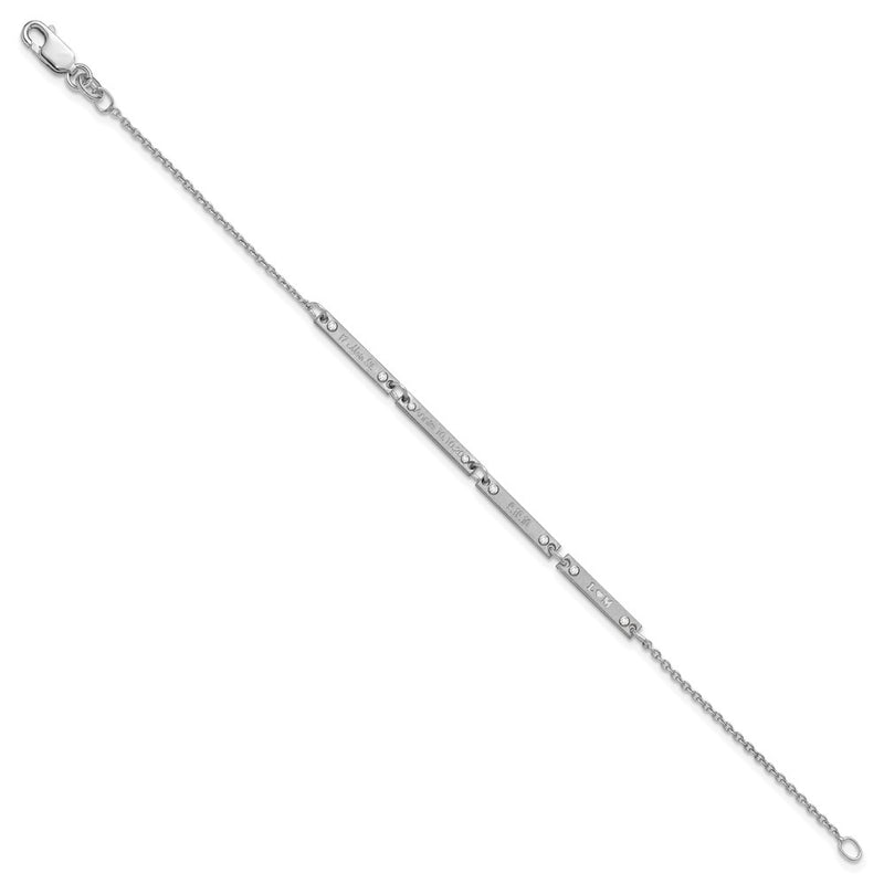 Sterling Silver Rhodium Plated Brushed 4 Station Diamonds Bracelet