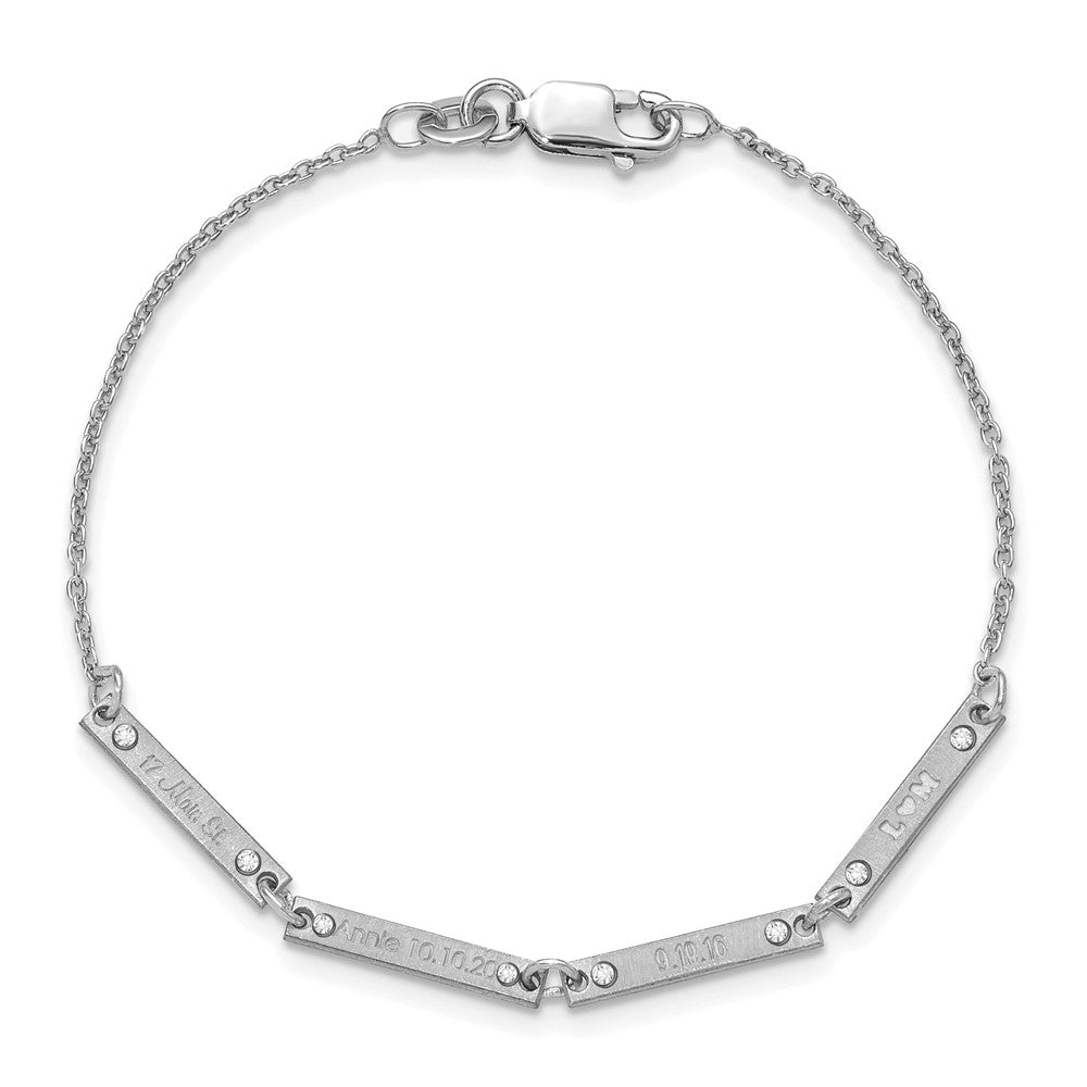 14K White Gold Brushed 4 Station Diamonds Bracelet