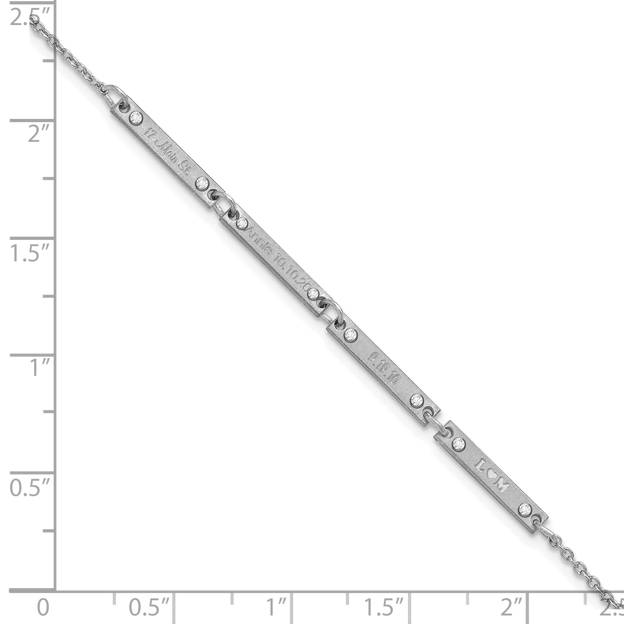 14K White Gold Brushed 4 Station Diamonds Bracelet