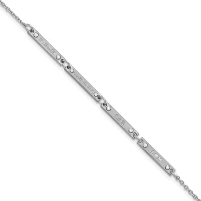 14K White Gold Brushed 4 Station Diamonds Bracelet