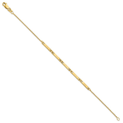 14K Yellow Gold Brushed 5 Station Diamonds Bracelet